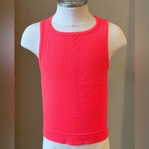 Anthropologie Vibrant Orangey-Pink Ribbed Tank Top size XXS/XS